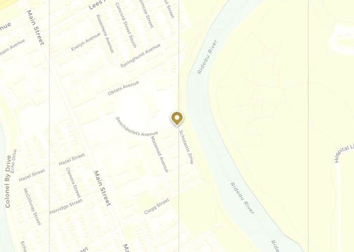 Map showing AestheteMD at 230 Main Street, Ottawa